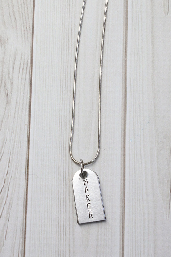 Double-Sided Metal Stamped Necklace
