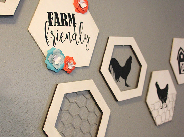 Craft Cuts: Hexagon Farmhouse Chicken Decor