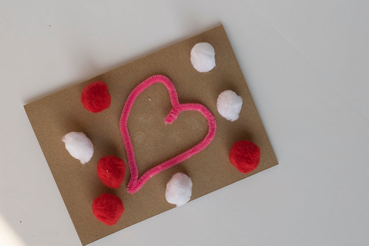 Pom Pom Valentine’s Day Card Kid’s Craft