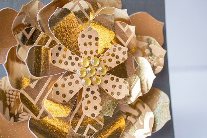 3D Gold Floral Wedding Card