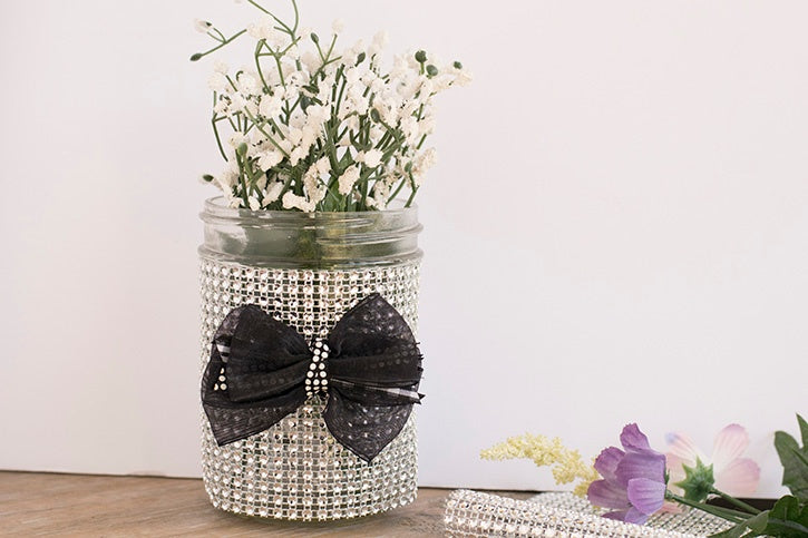 Faux Diamond Mason Jar Vase