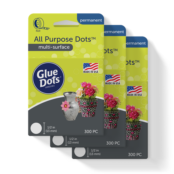 Glue Dots .5 Dot Sheets Value Pack-Removeable, 600 Clear Dots