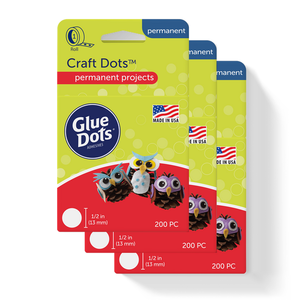 Glue Dots Glue Dot GD117 High Profile Super High Tack Glue Dot, 1/2  Diameter x 1/8 Thick (Case of 1000)